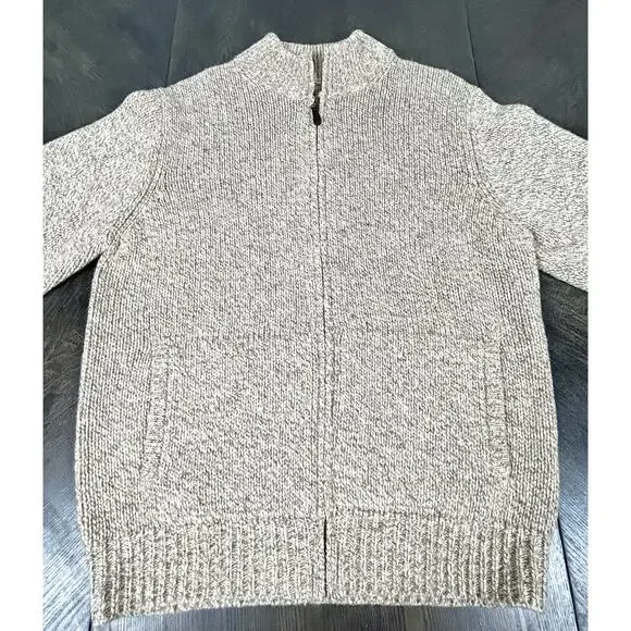 L.L Bean Men's M Heavyweight 100% Lambs Wool Sweater Jacket Beige Oatmeal - Picture 3 of 11